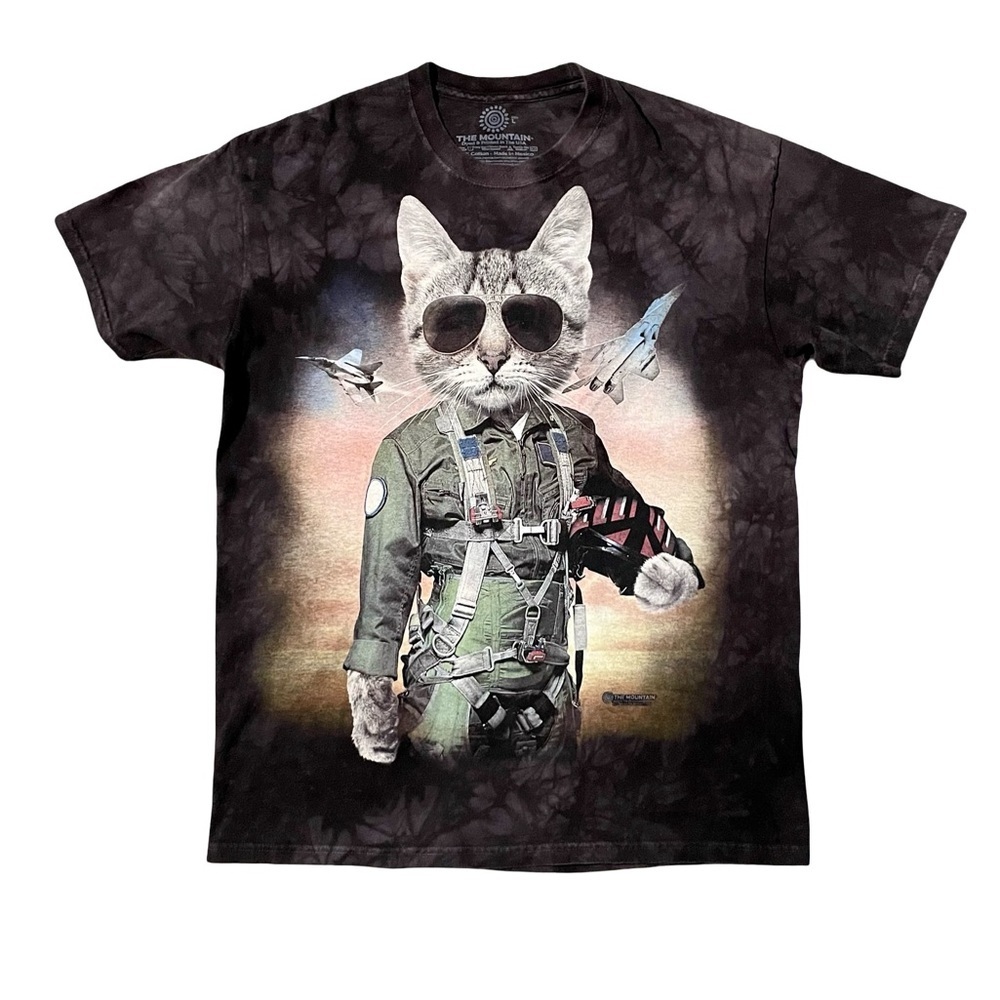 The Mountain Cat Fighter Pilot Tie Dye Graphic Tee Size Large